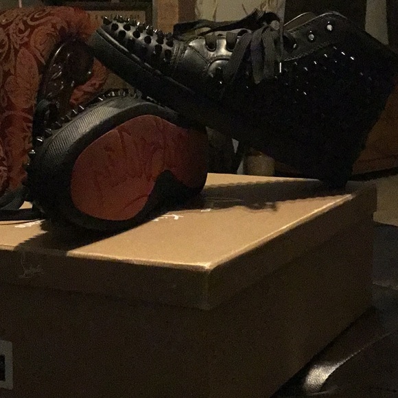 Black spike Christian Louboutin “Red Bottoms” - Picture 1 of 4